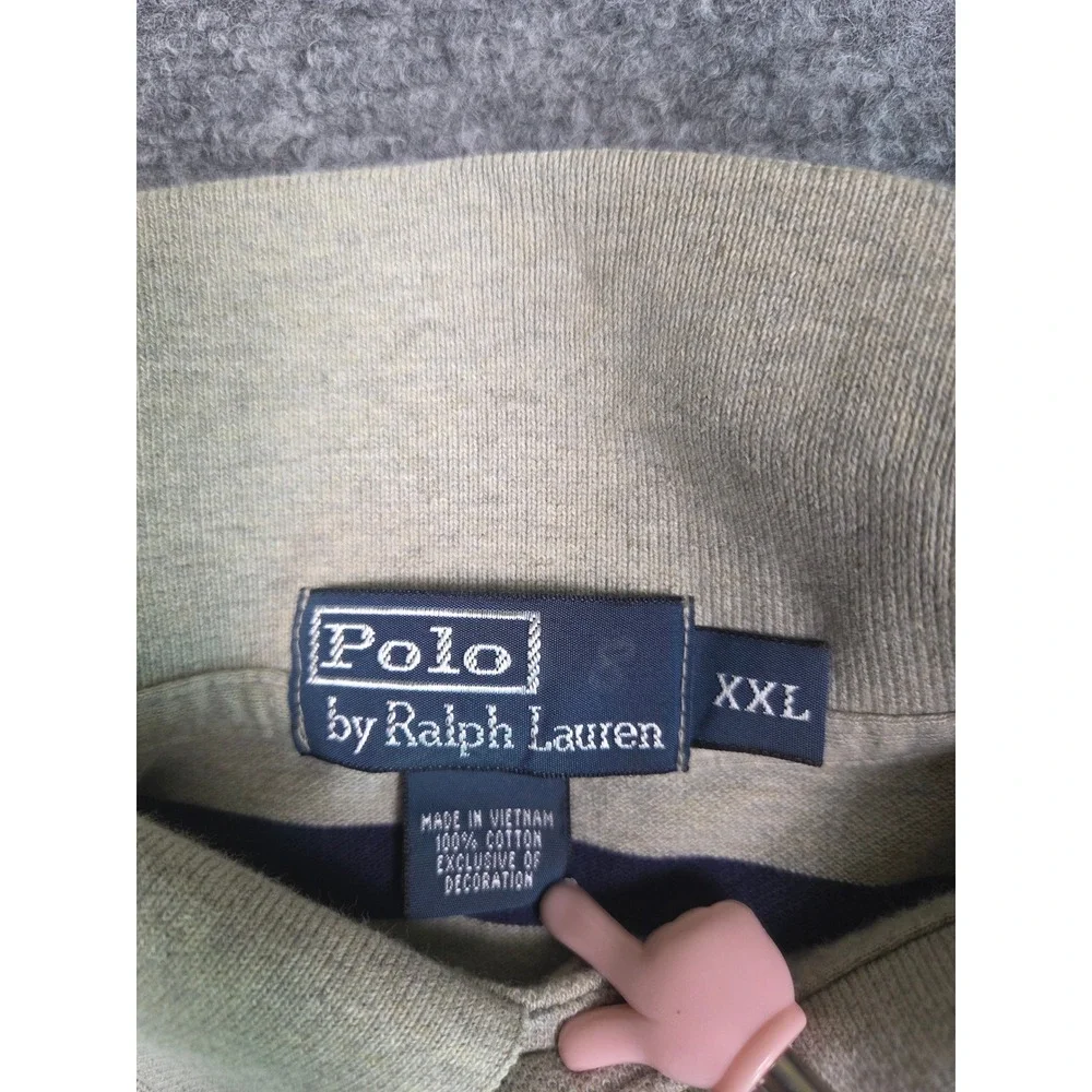 Polo Ralph Lauren Polo Shirt Mens XXL Grey Navy Blue Striped Short Sleeve Cotton